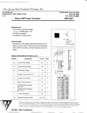 2SA1261L Datasheet PDF New Jersey Semiconductor