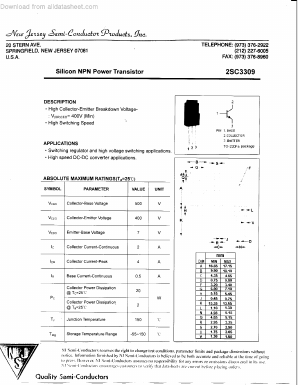2SC3309 Datasheet PDF New Jersey Semiconductor