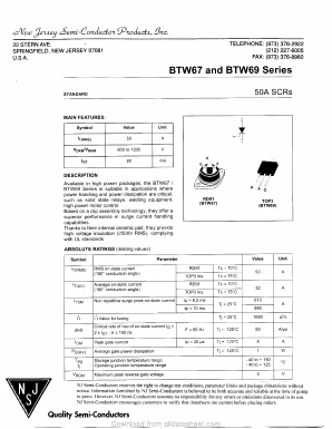 BTW67800 Datasheet PDF New Jersey Semiconductor