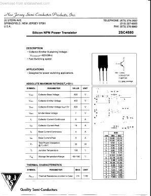 2SC4580 Datasheet PDF New Jersey Semiconductor