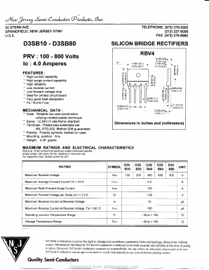 D3SB60 Datasheet PDF New Jersey Semiconductor
