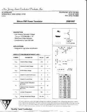 B1057R Datasheet PDF New Jersey Semiconductor