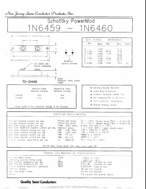 1N6459 Datasheet PDF New Jersey Semiconductor