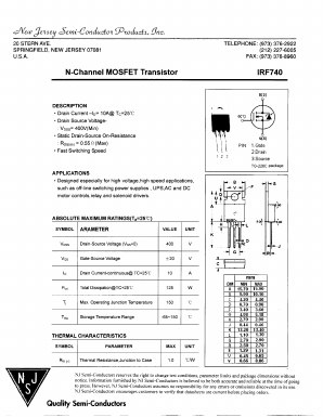 IRF740 Datasheet PDF New Jersey Semiconductor