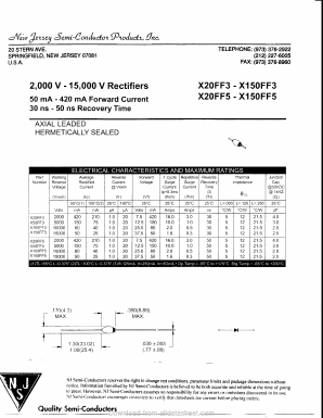 X20FF5 Datasheet PDF New Jersey Semiconductor