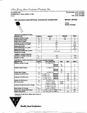 MPSA29 Datasheet PDF New Jersey Semiconductor