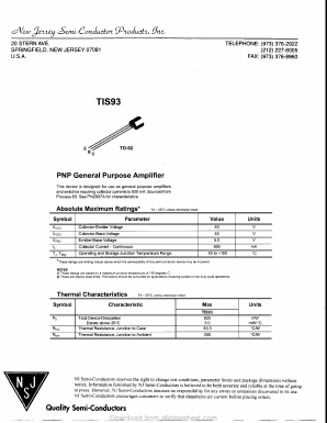 TIS93 Datasheet PDF New Jersey Semiconductor