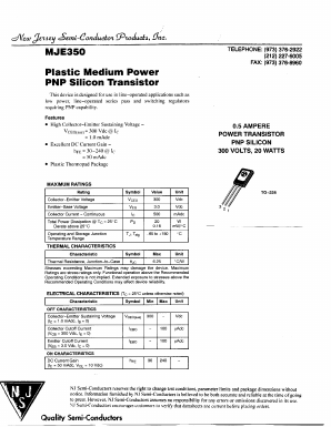 MJE350 Datasheet PDF New Jersey Semiconductor