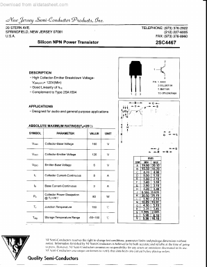 C4467 Datasheet PDF New Jersey Semiconductor