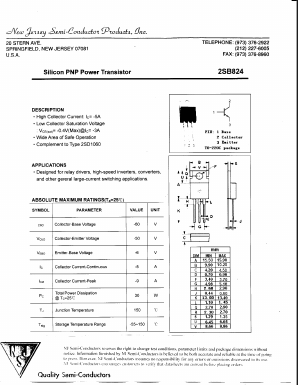 B824 Datasheet PDF New Jersey Semiconductor