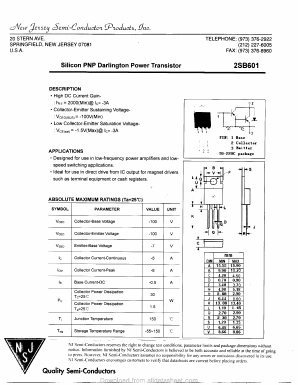 B601 Datasheet PDF New Jersey Semiconductor