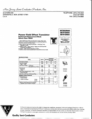 MTP3N60 Datasheet PDF New Jersey Semiconductor