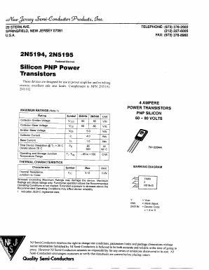 2N5195 Datasheet PDF New Jersey Semiconductor