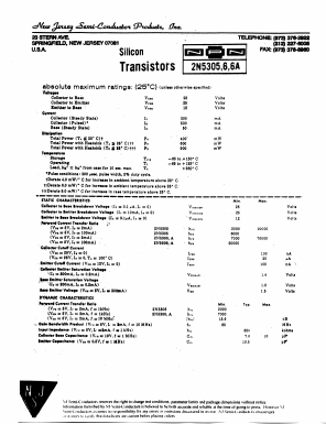2N5305 Datasheet PDF New Jersey Semiconductor