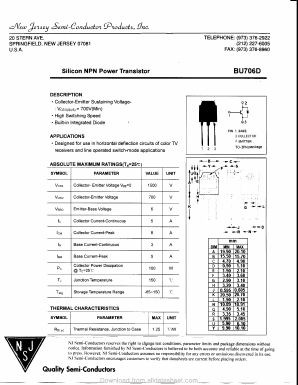 BU706D Datasheet PDF New Jersey Semiconductor