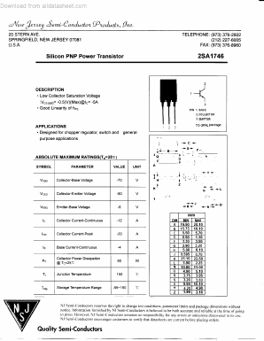 A1746 Datasheet PDF New Jersey Semiconductor