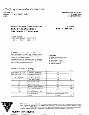 IRF460 Datasheet PDF New Jersey Semiconductor