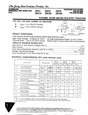 2N4117 Datasheet PDF New Jersey Semiconductor