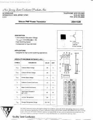 2SA1328 Datasheet PDF New Jersey Semiconductor