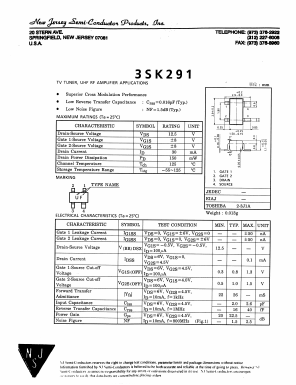 2SK291 Datasheet PDF New Jersey Semiconductor
