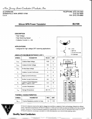 BU108 Datasheet PDF New Jersey Semiconductor