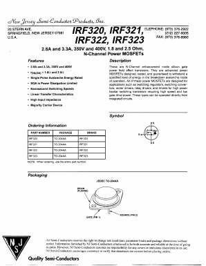 IRF321 Datasheet PDF New Jersey Semiconductor