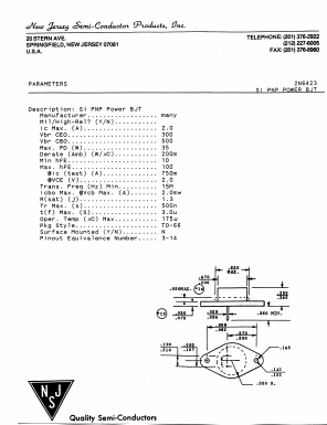 2N6423 Datasheet PDF New Jersey Semiconductor