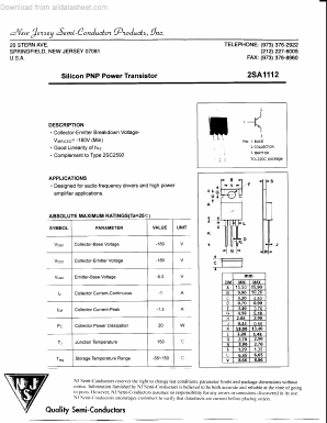 2SA1112 Datasheet PDF New Jersey Semiconductor