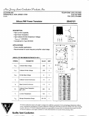 A2121 Datasheet PDF New Jersey Semiconductor