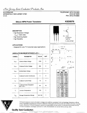 KSD5076 Datasheet PDF New Jersey Semiconductor