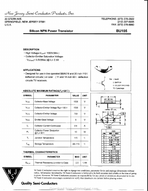 BU105 Datasheet PDF New Jersey Semiconductor
