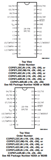 COP87L20CJ Datasheet PDF National ->Texas Instruments