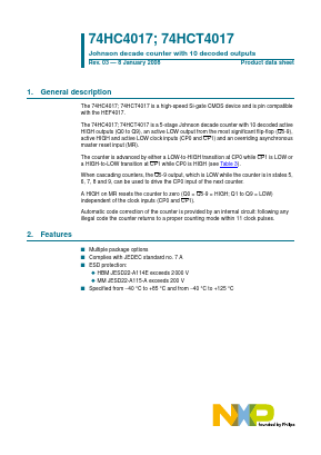 74HC4017 Datasheet PDF NXP Semiconductors.