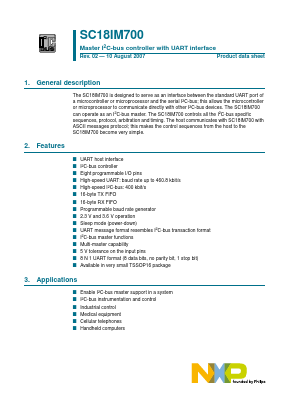 SC18IM700IPW Datasheet PDF NXP Semiconductors.