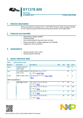 BT137X-800 Datasheet PDF NXP Semiconductors.