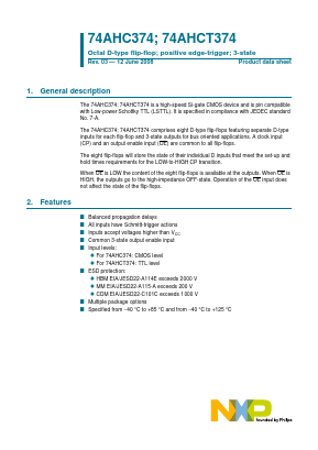 74AHC374PW-T Datasheet PDF NXP Semiconductors.