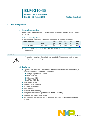 BLF6G10-45 Datasheet PDF NXP Semiconductors.
