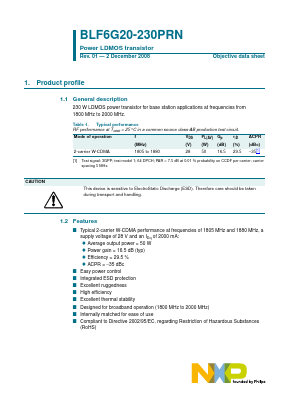 BLF6G20-230PRN Datasheet PDF NXP Semiconductors.
