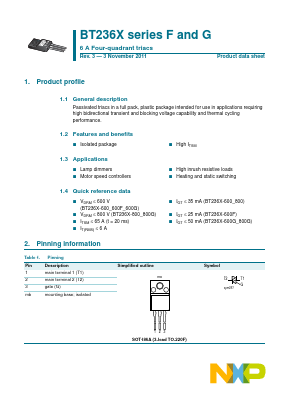 BT236X-600F Datasheet PDF NXP Semiconductors.