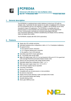 PCF8534A Datasheet PDF NXP Semiconductors.