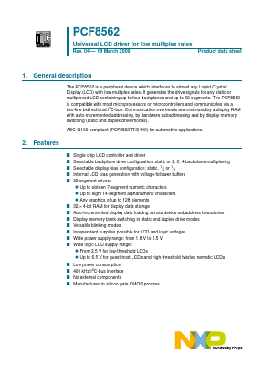 PCF8562TT-2 Datasheet PDF NXP Semiconductors.