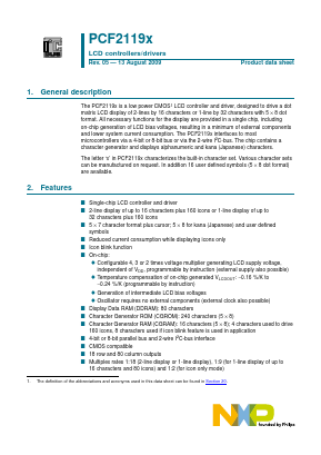 PCF2119VU/2/F2 Datasheet PDF NXP Semiconductors.