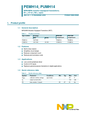 PEMH14 Datasheet PDF NXP Semiconductors.