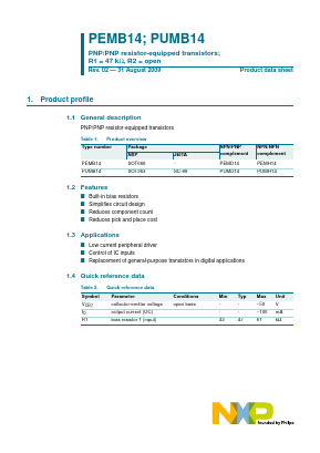 PEMB14 Datasheet PDF NXP Semiconductors.
