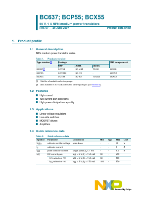 BC637-16 Datasheet PDF NXP Semiconductors.
