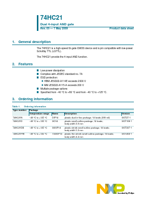 74HC21N Datasheet PDF NXP Semiconductors.