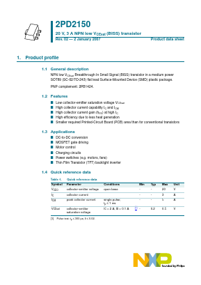 2PD2150,135 Datasheet PDF NXP Semiconductors.