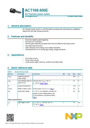 ACT108-600E Datasheet PDF NXP Semiconductors.