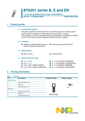 BTA201-600E Datasheet PDF NXP Semiconductors.