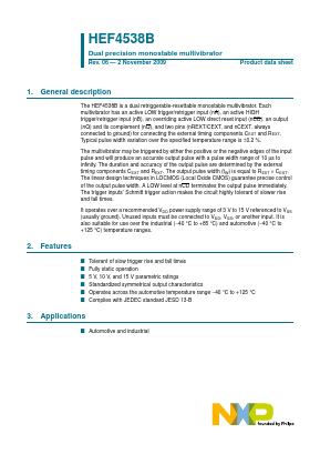 HEF4538BP Datasheet PDF NXP Semiconductors.